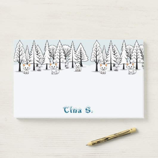 Arctic Foxes - Winterlandschap - Snowy text Post-it® Notes (Op bureau)