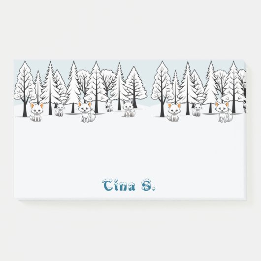 Arctic Foxes - Winterlandschap - Snowy text Post-it® Notes (Voorkant)