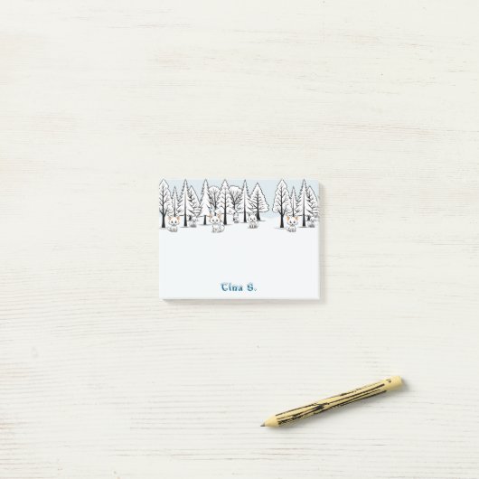 Arctic Foxes - Winterlandschap - Snowy text Post-it® Notes (Op bureau)