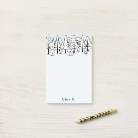 Arctic Foxes - Winterlandschap - Snowy text Post-it® Notes (Op bureau)