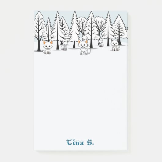 Arctic Foxes - Winterlandschap - Snowy text Post-it® Notes (Voorkant)