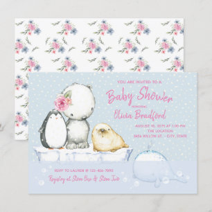 Arctic Friends Winter Baby Shower Uitnodigingen