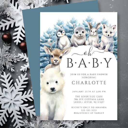 Arctic Friends Winterneutraal Baby shower Kaart