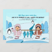 Arctic Fun Birthday Party Invitation Kaart (Voorkant / Achterkant)