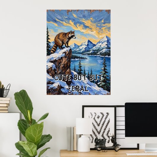 Arctic Gaze: Wasbeer boven een ijsgebonden meer Poster (Thuiskantoor)