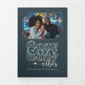 Arctic Glow Cozy Vibes Retro Christmas Photo Drieluik Wenskaart (Cover)