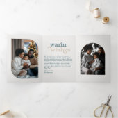 Arctic Glow Cozy Vibes Retro Christmas Photo Drieluik Wenskaart (Binnen)