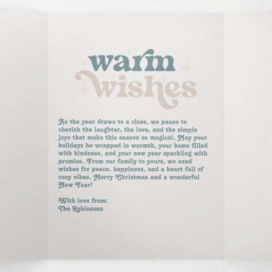 Arctic Glow Cozy Vibes Retro Christmas Photo Drieluik Wenskaart (Binnenkant midden)