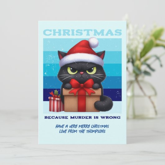Arctic Glow Funny Cat Retro Christmas Photo Feestdagenkaart (Staand voorkant)