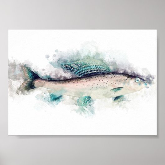 Arctic grayling Aquarelle Art Vist liefhebbers Poster (Voorkant)