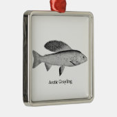 Arctic Grayling Logo (lijnkunst) Metalen Ornament (Rechts)