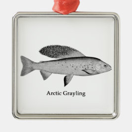 Arctic Grayling Logo (lijnkunst) Metalen Ornament