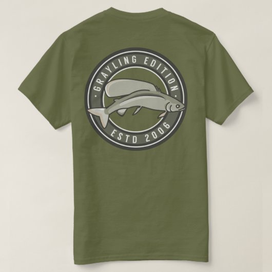Arctic Grayling Olive T-shirt (Design achterkant)