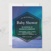 Arctic Ice Aurora Polar Lights Baby shower Kaart (Voorkant)