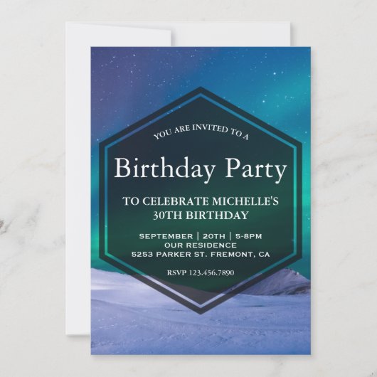 Arctic Ice Aurora Polar Lights Verjaardagsfeest Kaart (Voorkant)