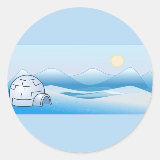 Arctic Igloo Blue Ronde Sticker (Voorkant)