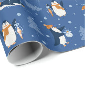 Arctic Kerstcute Penguins Wrapping Paper Cadeaupapier (Rol Hoek)