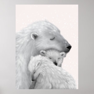 Arctic Love: Polar Beer familie in roze tinten Poster
