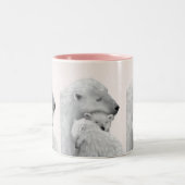 Arctic Love: Polar Beer familie in roze tinten Tweekleurige Koffiemok (Center)