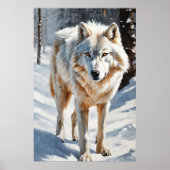 Arctic Majesty: Witte Wolf in de sneeuw Poster (Voorkant)