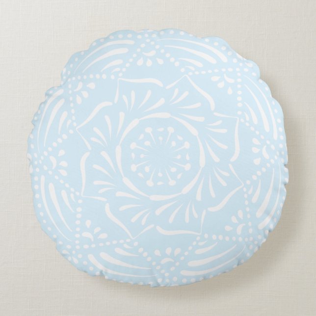 Arctic Mandala Rond Kussen (Voorkant)