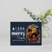 Arctic Midnight & Ice Gray Christmas Photo Folie Feestdagen Briefkaart (Staand Voorkant)