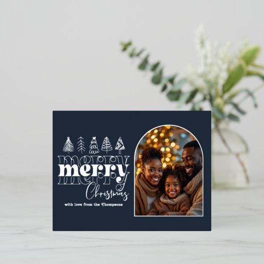 Arctic Midnight & Ice Gray Christmas Photo Folie Feestdagen Briefkaart (Staand Voorkant)