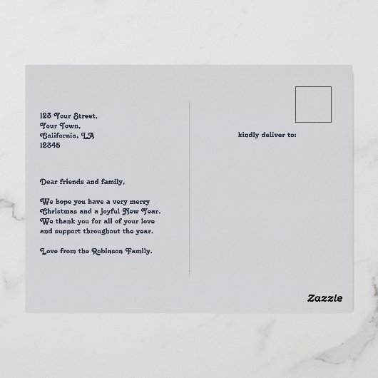 Arctic Midnight & Ice Gray Christmas Photo Folie Feestdagen Briefkaart (Achterkant)