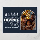 Arctic Midnight & Ice Gray Christmas Photo Folie Feestdagen Briefkaart (Voorkant)