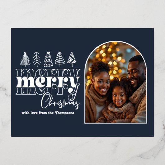 Arctic Midnight & Ice Gray Christmas Photo Folie Feestdagen Briefkaart (Voorkant)