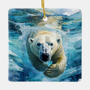Arctic Mirage: de zwemmende monarch Keramisch Ornament