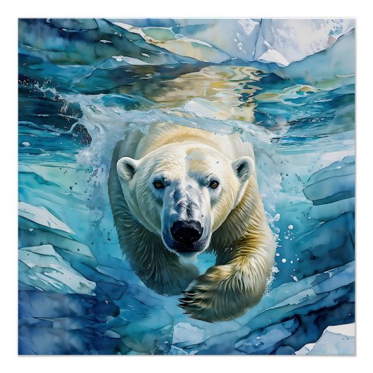 Arctic Mirage: de zwemmende monarch Perfect Poster (Voorkant)