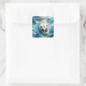 Arctic Mirage: de zwemmende monarch Vierkante Sticker (Tas)