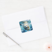 Arctic Mirage: de zwemmende monarch Vierkante Sticker (Envelop)