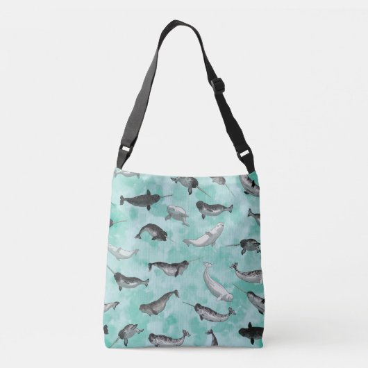 Arctic Narwhals en Belugas Pattern Crossbody Tas (Achterkant)
