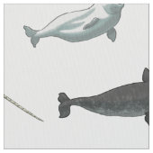 Arctic Narwhals en Belugas Pattern Stof (Close Up)