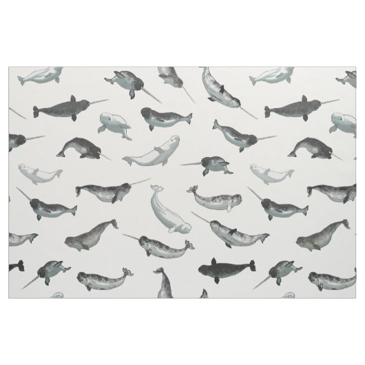 Arctic Narwhals en Belugas Pattern Stof (Fat Quarter)