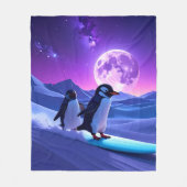 Arctic Night Penguins Fleece Deken (Voorkant)