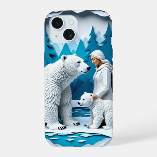 Arctic Paper Winter Magic ✨ Poolbeer scène iPhone 15 Case (Achterkant)