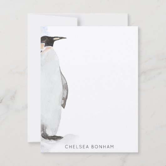 Arctic Penguin Waterverf Note Card Notitiekaartje (Voorkant)