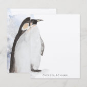 Arctic Penguin Waterverf Note Card Notitiekaartje (Voorkant / Achterkant)