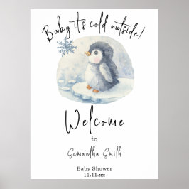 Arctic Penguin Welkom baby shower Poster