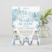 Arctic Penguins Winter Onederland Verjaardag Kaart (Staand voorkant)