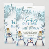 Arctic Penguins Winter Onederland Verjaardag Kaart (Voorkant / Achterkant)