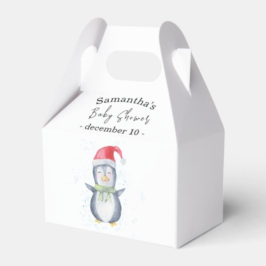Arctic pinguin baby shower Favor Box Bedankdoosjes (Voorkant Zijde)
