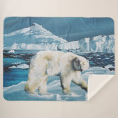 Arctic Polar Beer Blauw Sherpa Deken (Voorkant (horizontaal))