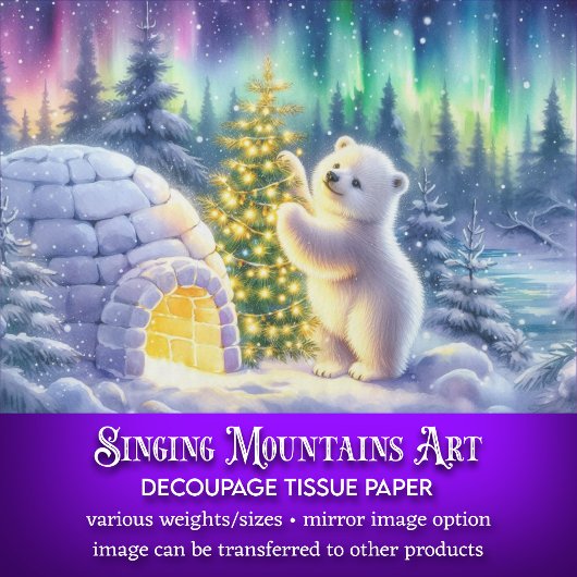 Arctic Polar Beer Igloo & Kerstboom Decoupage Tissuepapier