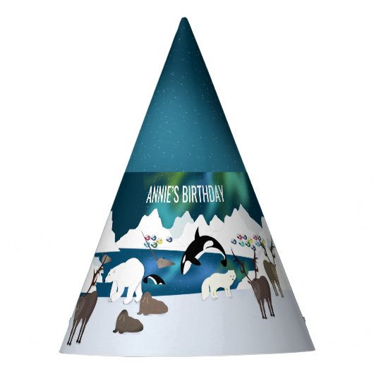 Arctic Polar Beer Reindeer Walrus Orca Narwhal Fox Feesthoedjes (Voorkant)