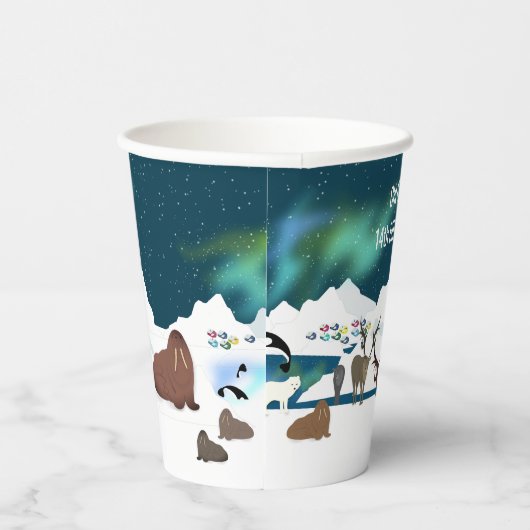 Arctic Polar Beer Reindeer Walrus Orca Narwhal Fox Papieren Bekers (Rechts)