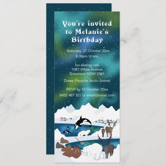 Arctic Polar Beer Reindeer Walrus Orca Narwhal Kaart (Voorkant / Achterkant)